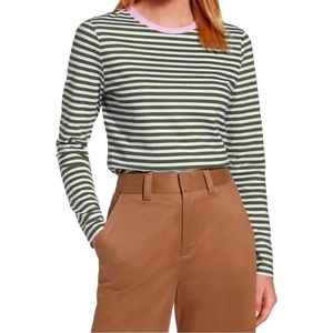 1901 Long Sleeve Stripe Tee Large 12 14 Ringer L Contrast Crew 100% Cotton NWT